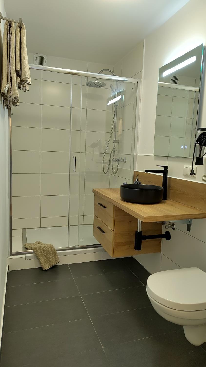 Shower, Toilet, Bathroom, towels