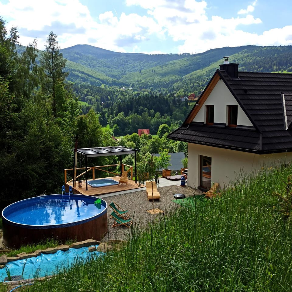 Spring, Day, Natural landscape, Mountain view, Pool view, Swimming pool
