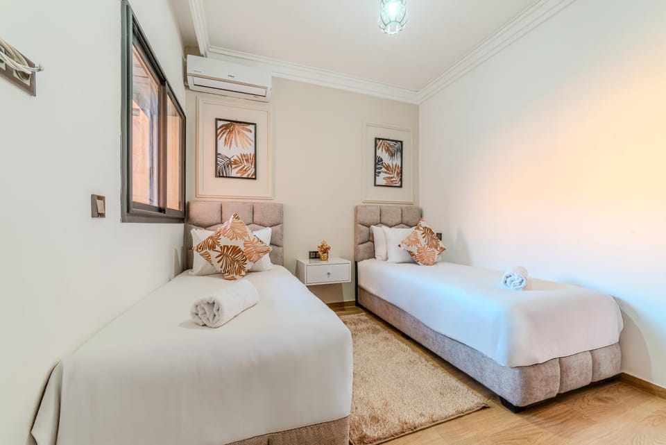 Bed, Photo of the whole room, Bedroom, towels, air conditioner