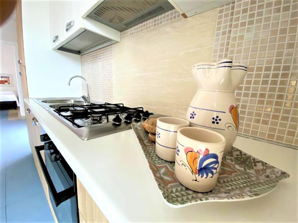 Kitchen or kitchenette, stove
