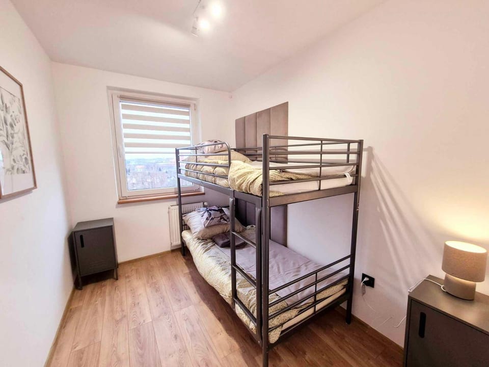 Bed, Photo of the whole room, Bedroom, bunk bed, towels