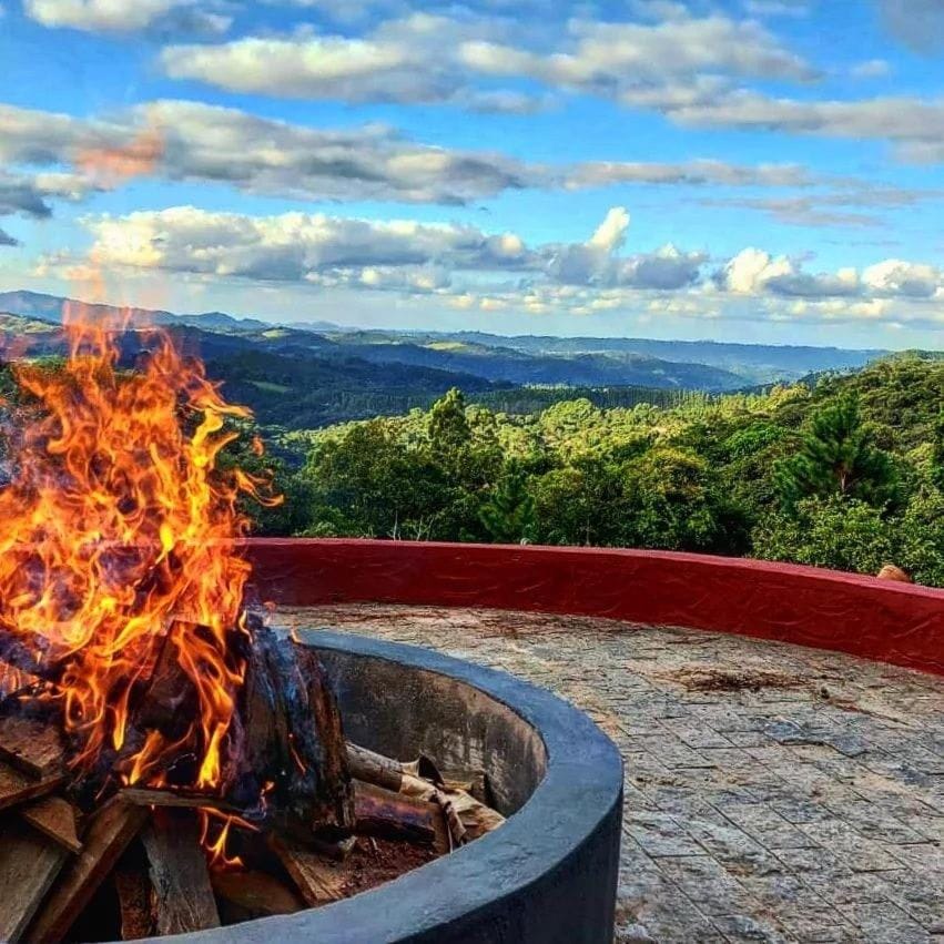 Nearby landmark, Mountain view, fireplace