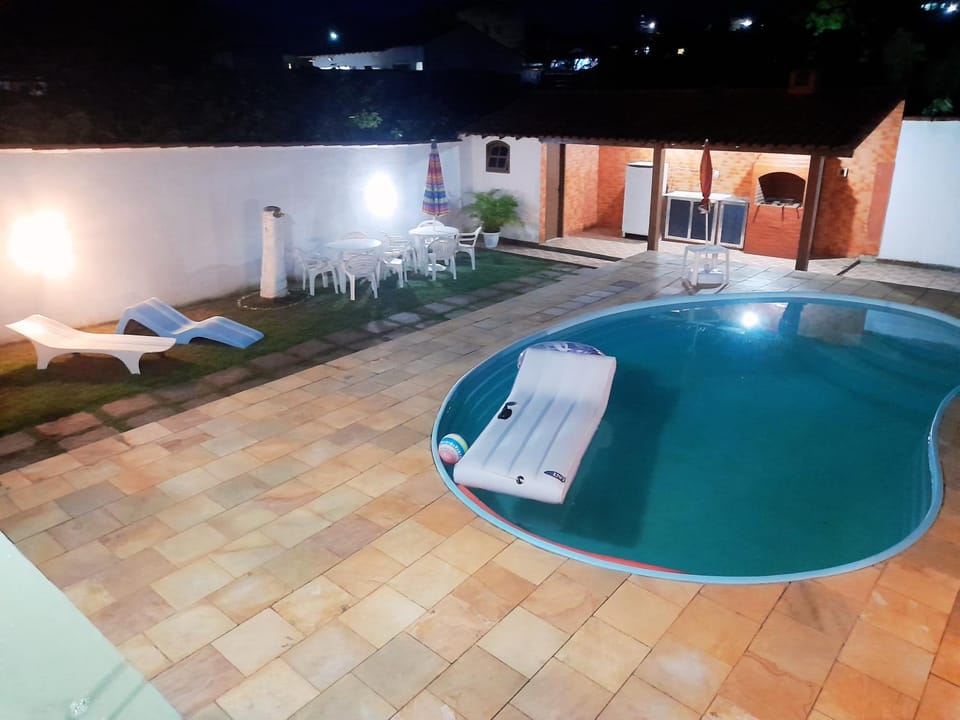 Night, Pool view, Swimming pool, sunbed