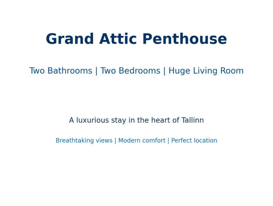 Grand Attic Penthouse Apartment in Tallinn