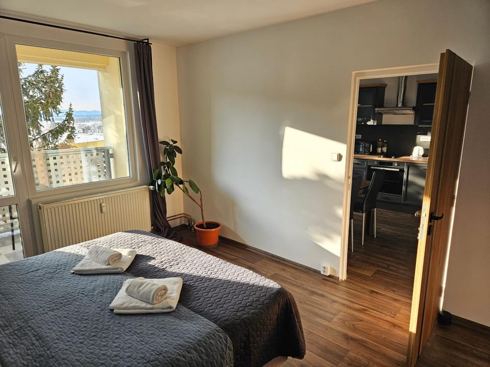 Bed, Photo of the whole room, Bedroom, towels