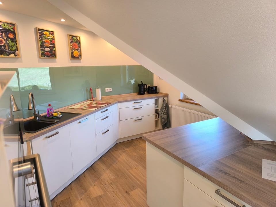 Kitchen or kitchenette, dishwasher, oven, stove