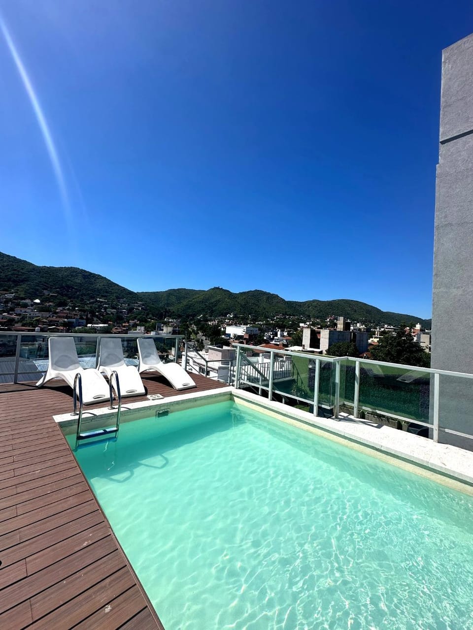 Day, Natural landscape, View (from property/room), Balcony/Terrace, Mountain view, Pool view, Swimming pool, sunbed