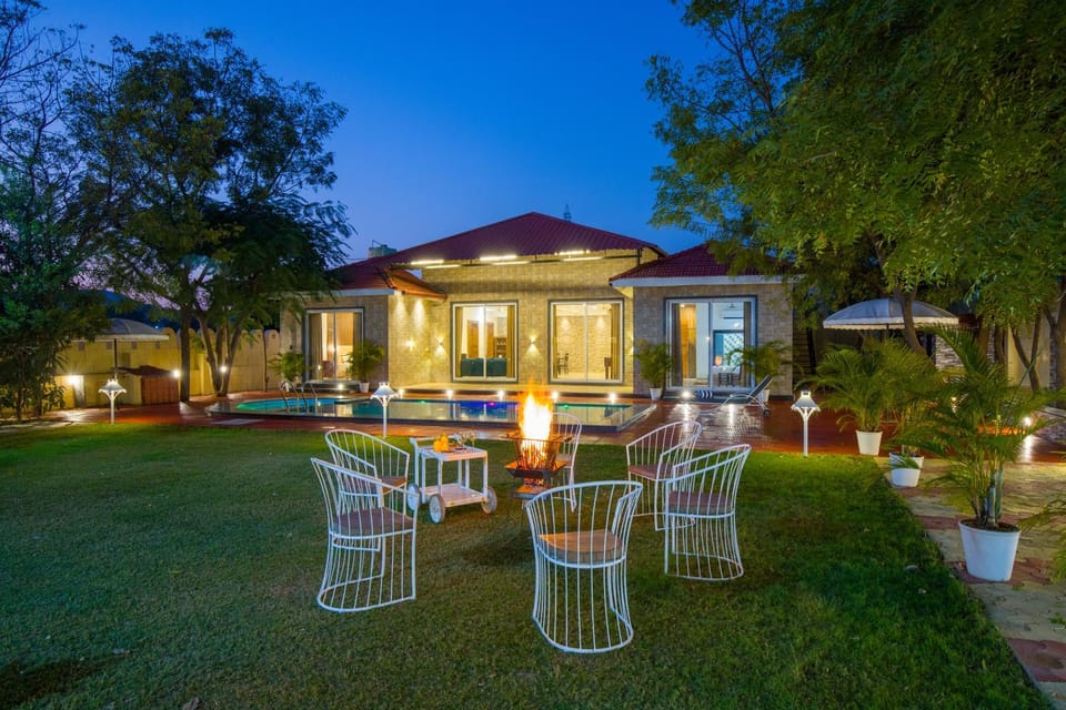 Property building, Night, Natural landscape, Garden, Garden view