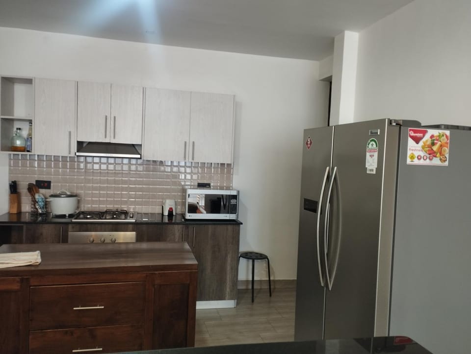 Kitchen or kitchenette, stove