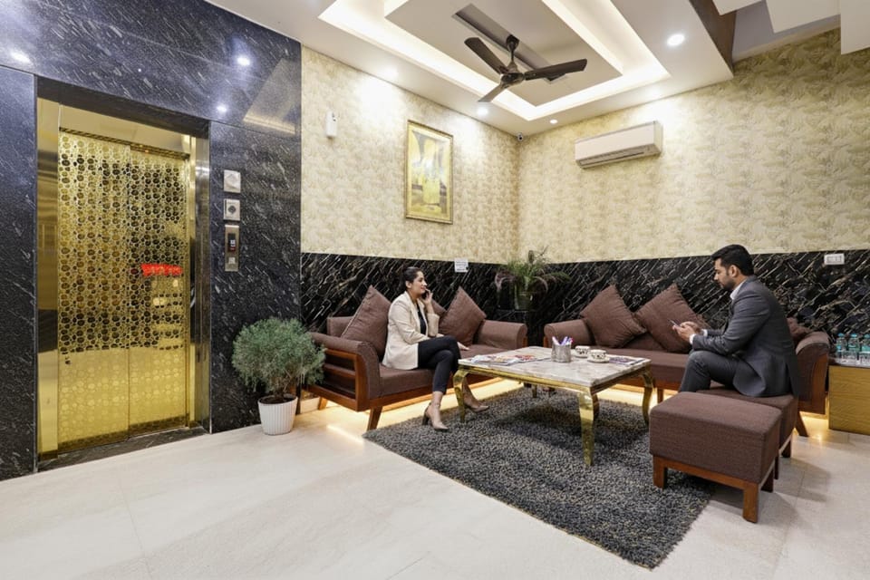 Seating area, elevator