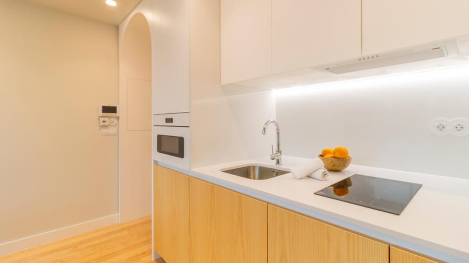 Kitchen or kitchenette, stove