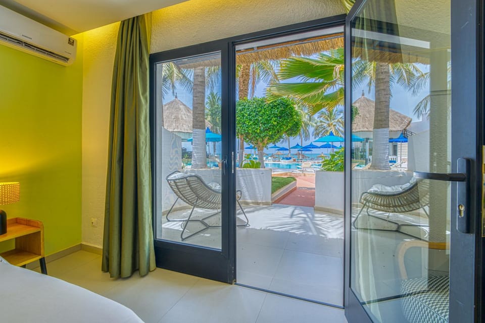 Patio, Bedroom, Pool view