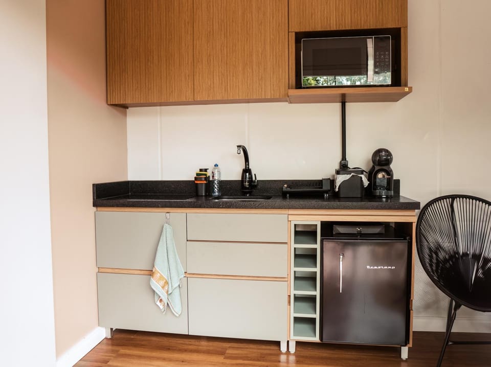 Kitchen or kitchenette, minibar, stove