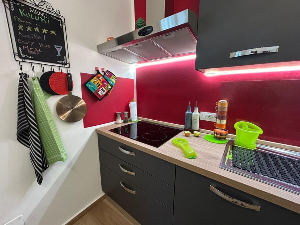 Kitchen or kitchenette, stove, kitchen