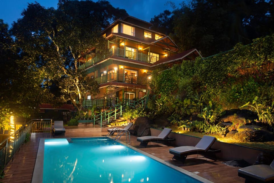 Property building, Night, Garden view, Swimming pool
