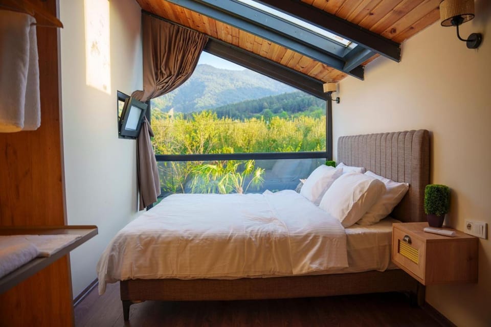 Bed, Natural landscape, Photo of the whole room, Bedroom, Mountain view