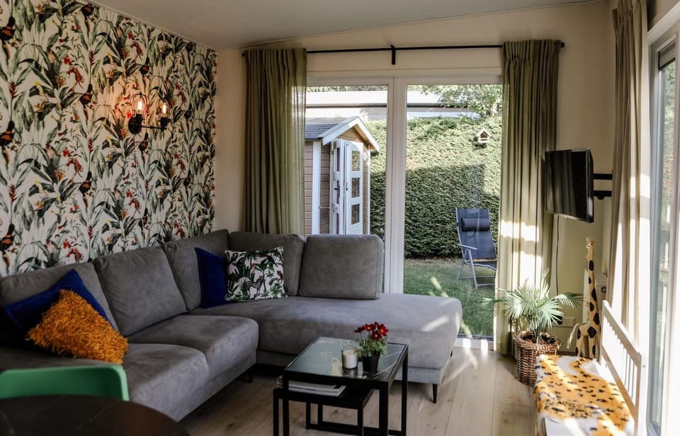 Living room, Seating area, Garden view