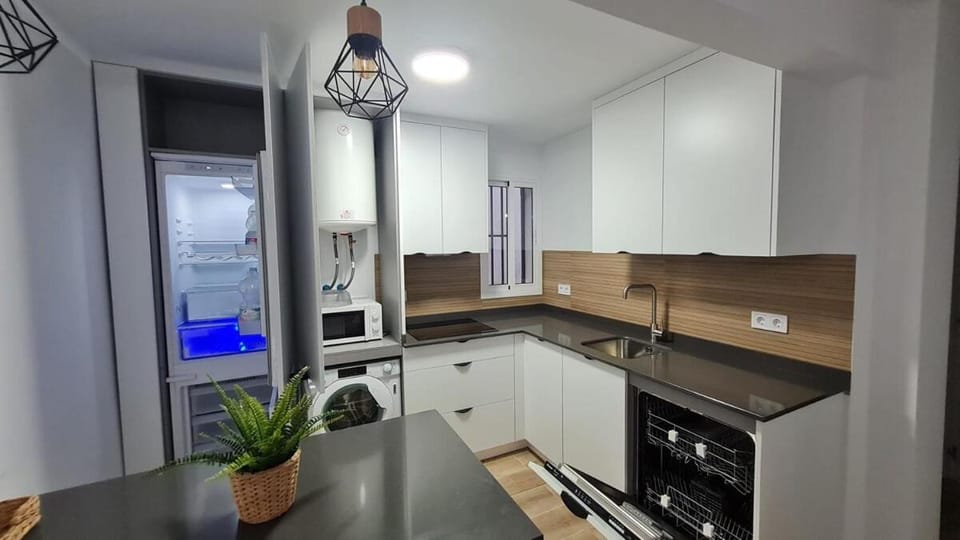 Kitchen or kitchenette, stove
