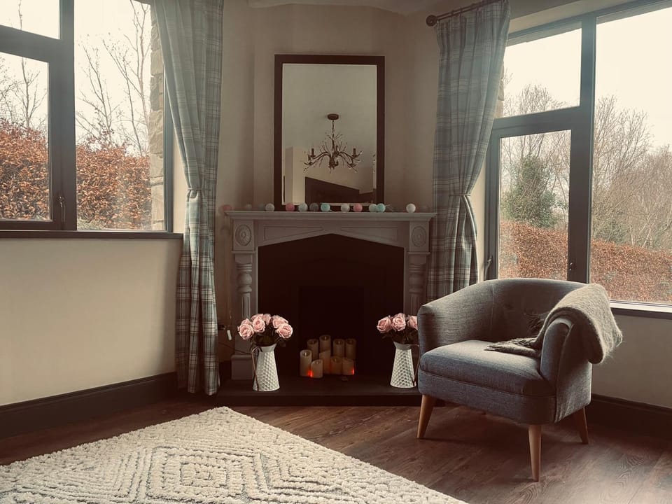 Living room, Seating area, Garden view