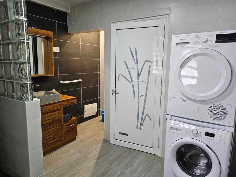Bathroom, washing machine, dryer