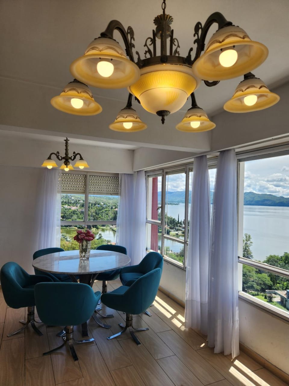 Natural landscape, Living room, Dining area, Lake view