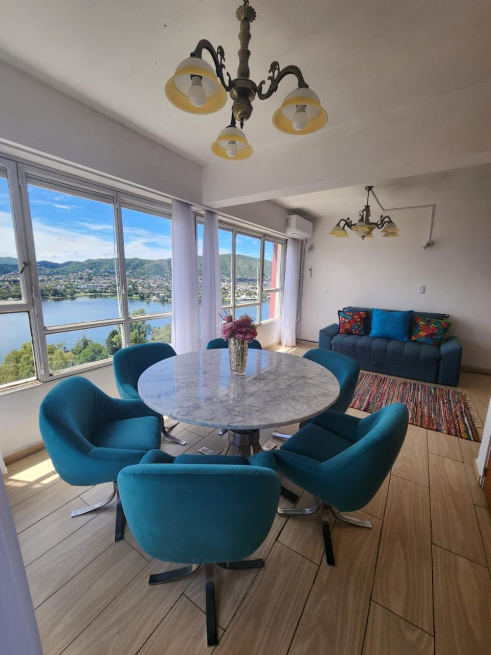 Natural landscape, Living room, Dining area, Lake view