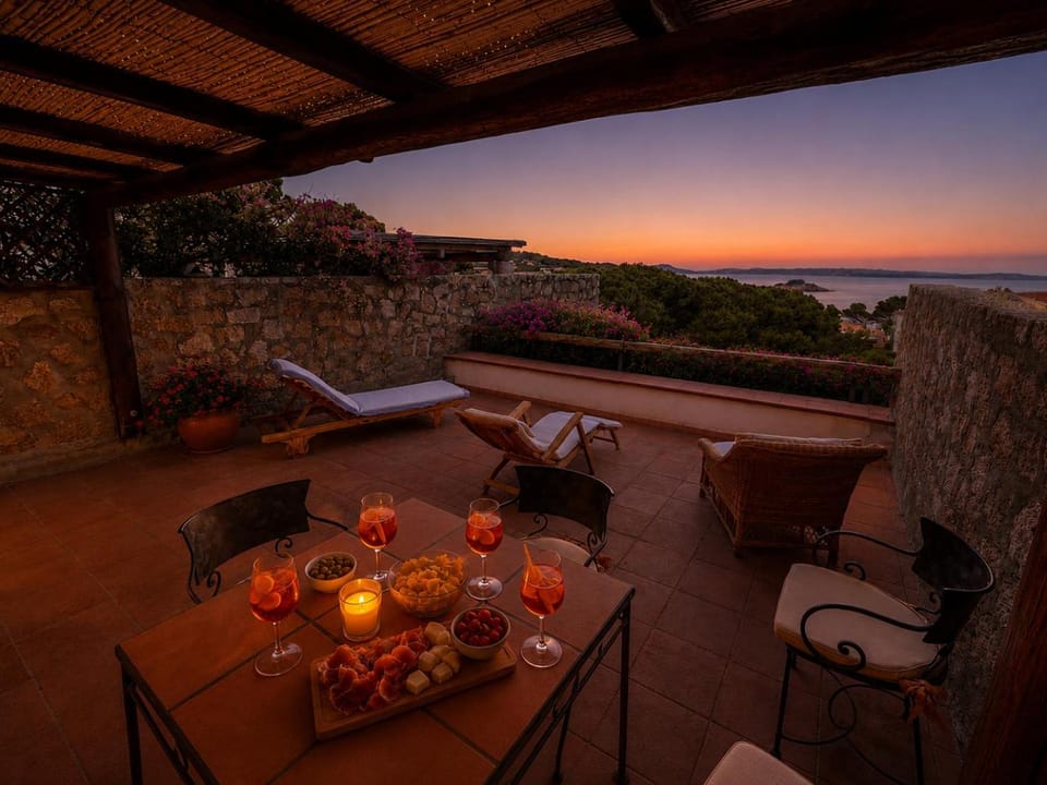 Balcony/Terrace, Dining area, Sea view, Sunset