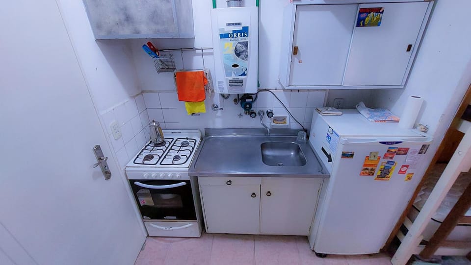 Kitchen or kitchenette, stove