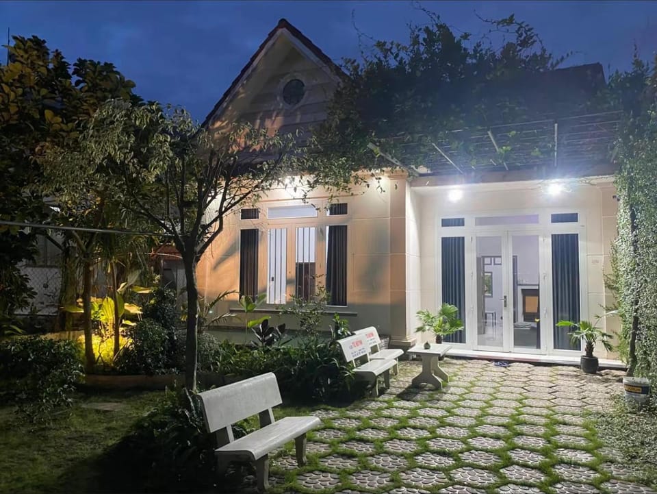 Property building, Patio, Night, Garden, Garden view