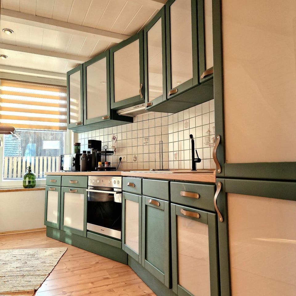 Kitchen or kitchenette, dishwasher, oven, stove