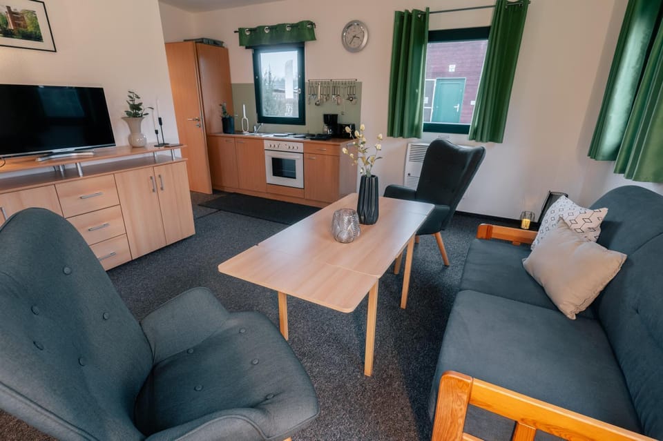 Communal lounge/ TV room, TV and multimedia, Kitchen or kitchenette, Living room, Seating area, stove, kitchen