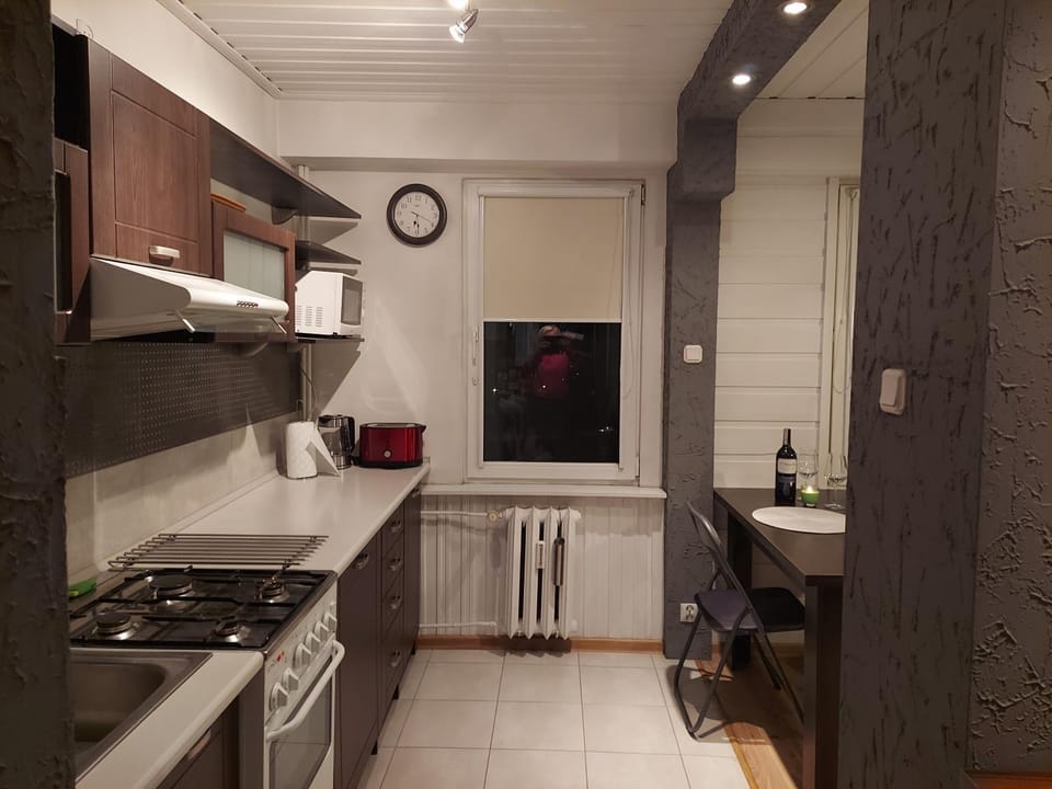 Kitchen or kitchenette, oven