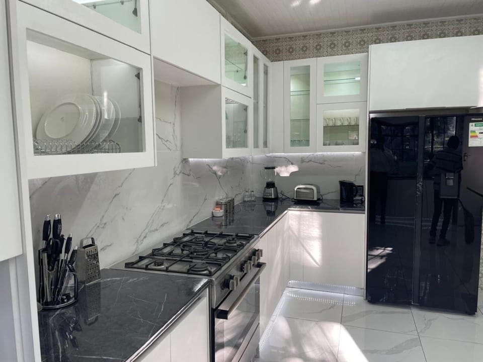 Kitchen or kitchenette, stove