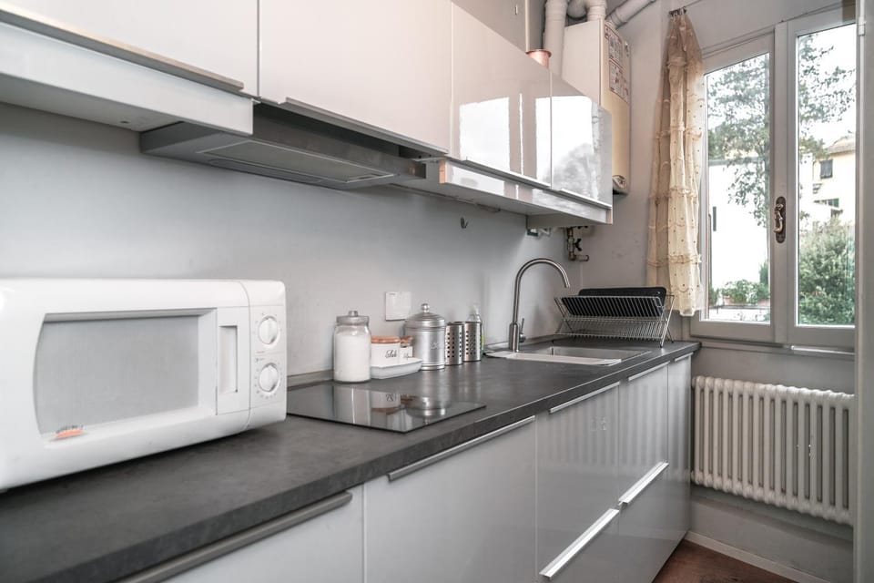 Kitchen or kitchenette, stove