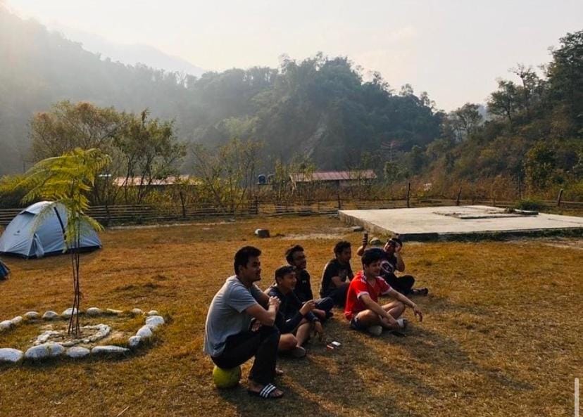 Children play ground, group of guests