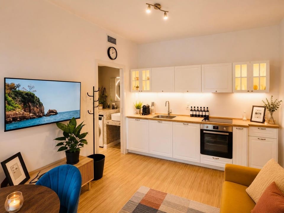 TV and multimedia, microwave, oven, stove, air conditioner