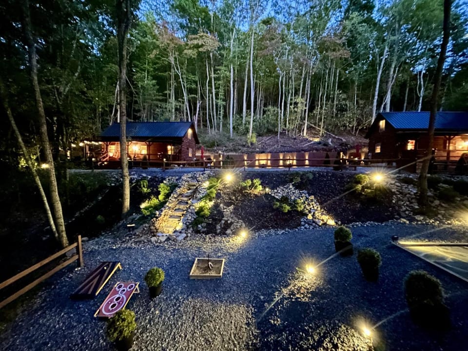 Property building, Night, Natural landscape, Garden view