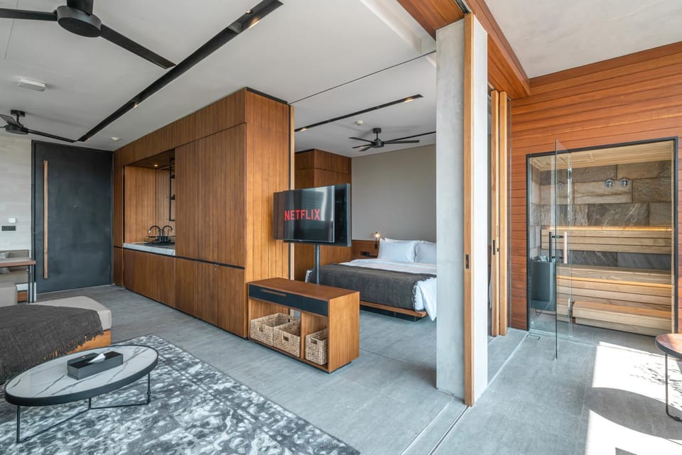Sauna, TV and multimedia, Living room, Bedroom