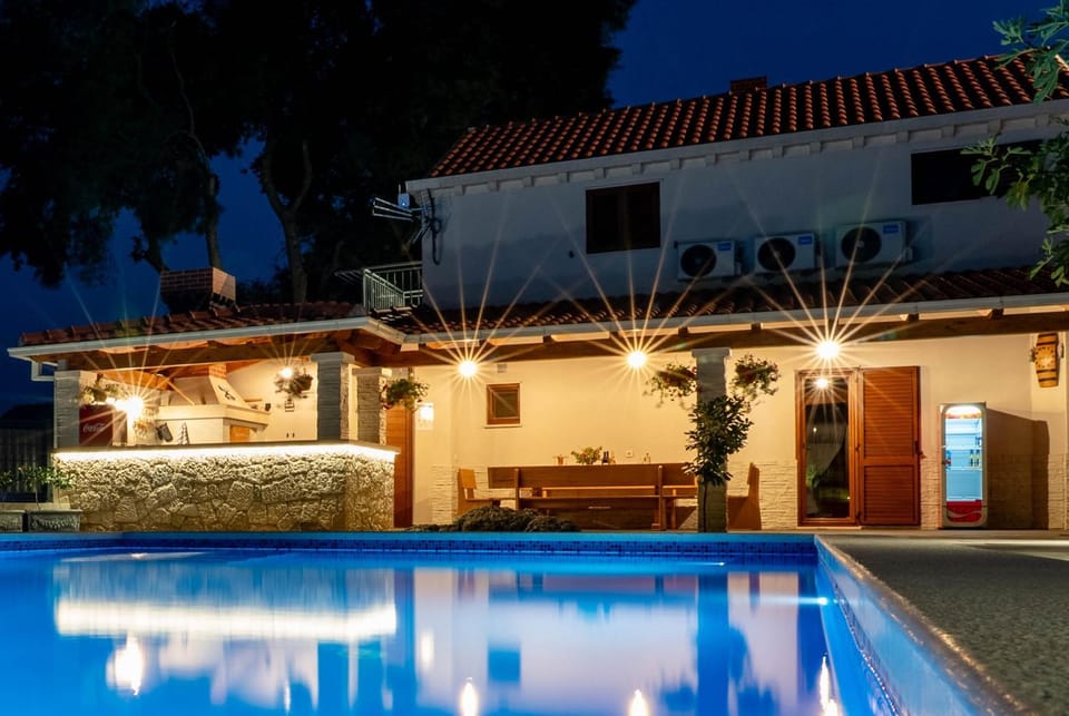 Property building, Night, Pool view, Swimming pool