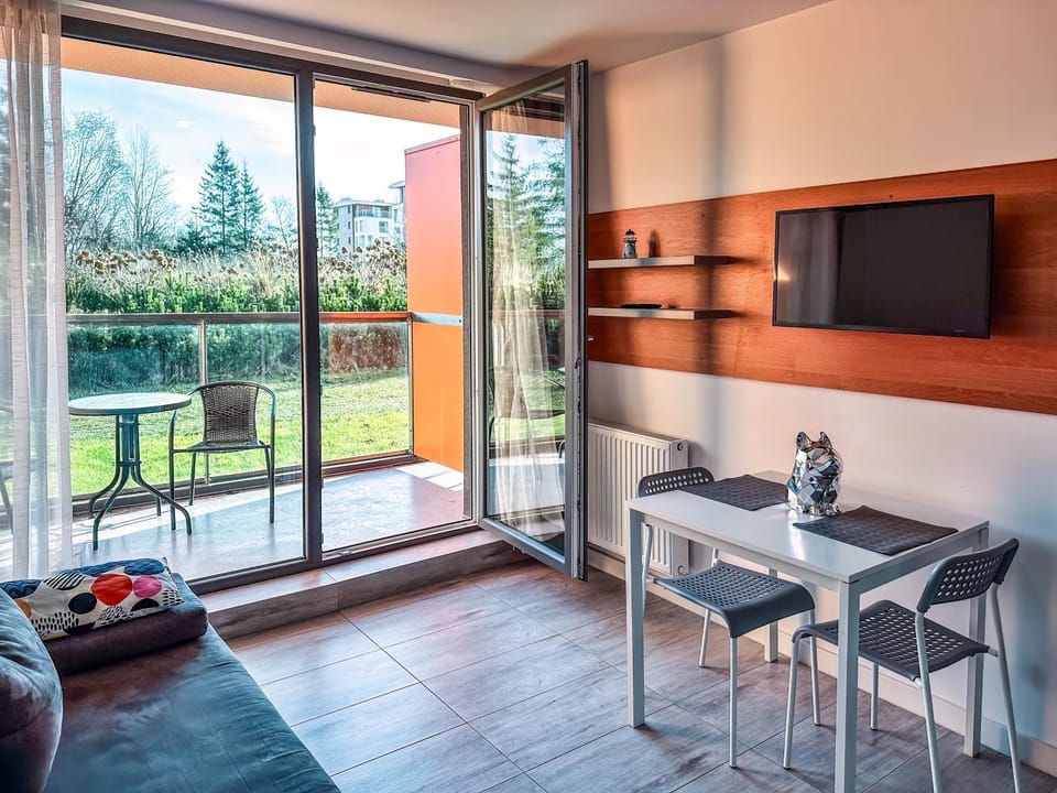 TV and multimedia, Balcony/Terrace, Kitchen or kitchenette, Living room, Seating area, Dining area