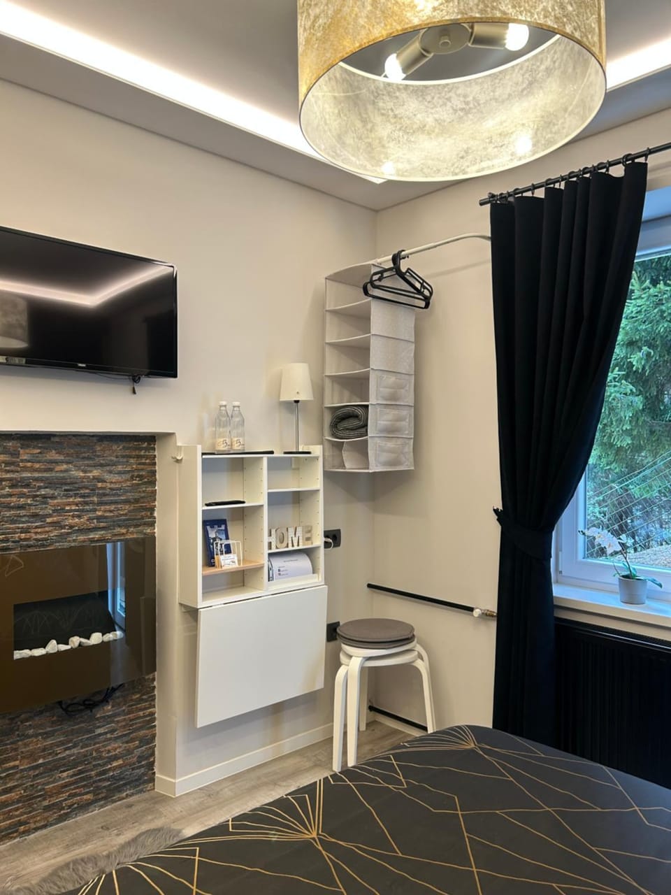 Seating area, wardrobe