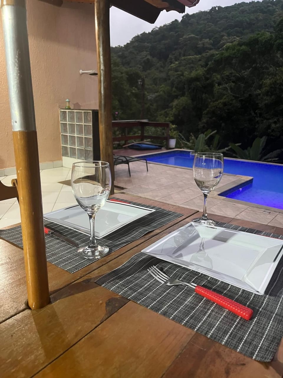 Natural landscape, Dining area, Mountain view, Pool view, Swimming pool