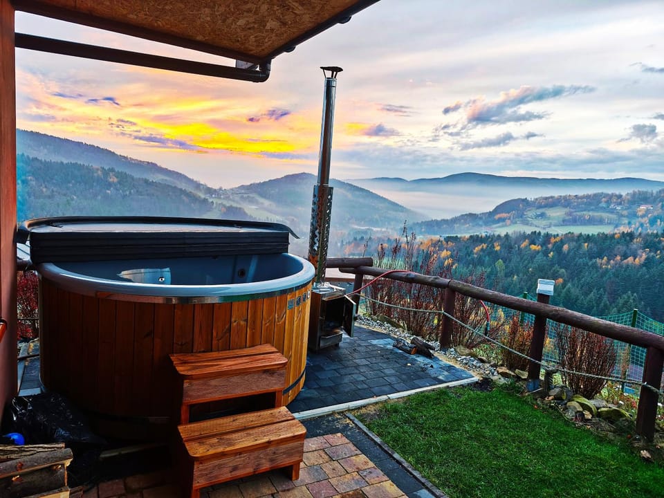 Hot Tub, Hot Tub, Mountain view, Sunset