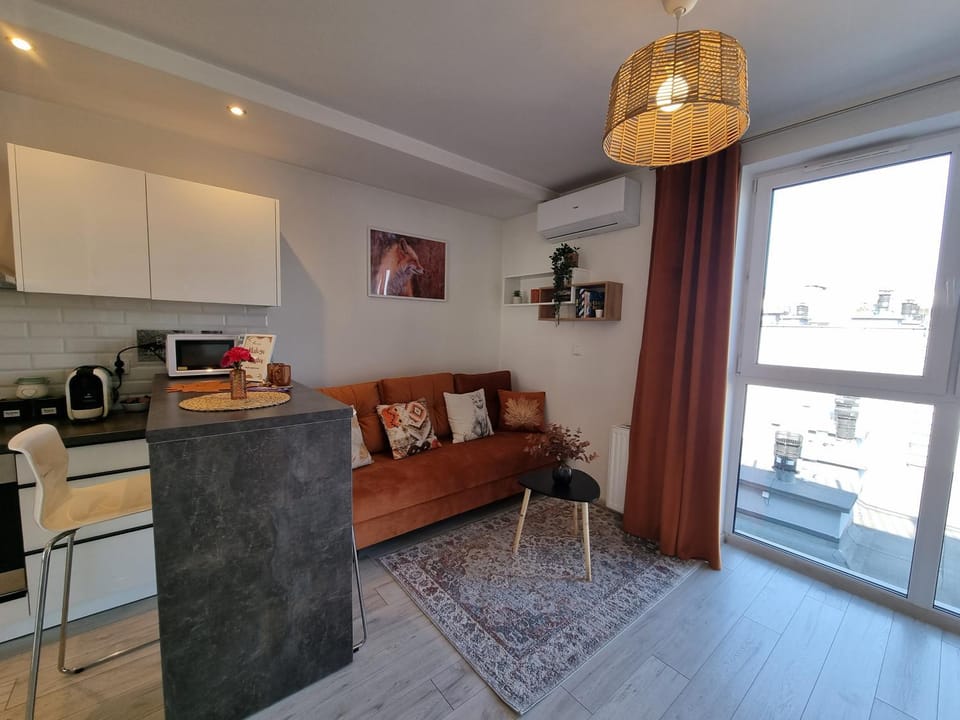Coffee/tea facilities, Kitchen or kitchenette, Living room, Seating area