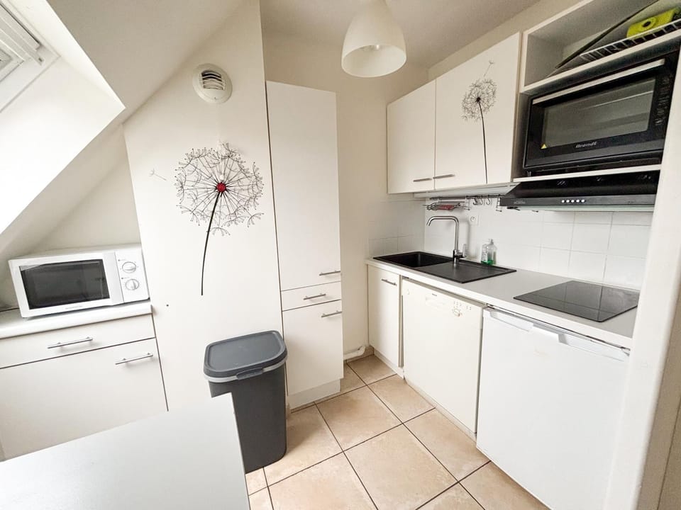 Kitchen or kitchenette, dishwasher, oven, stove