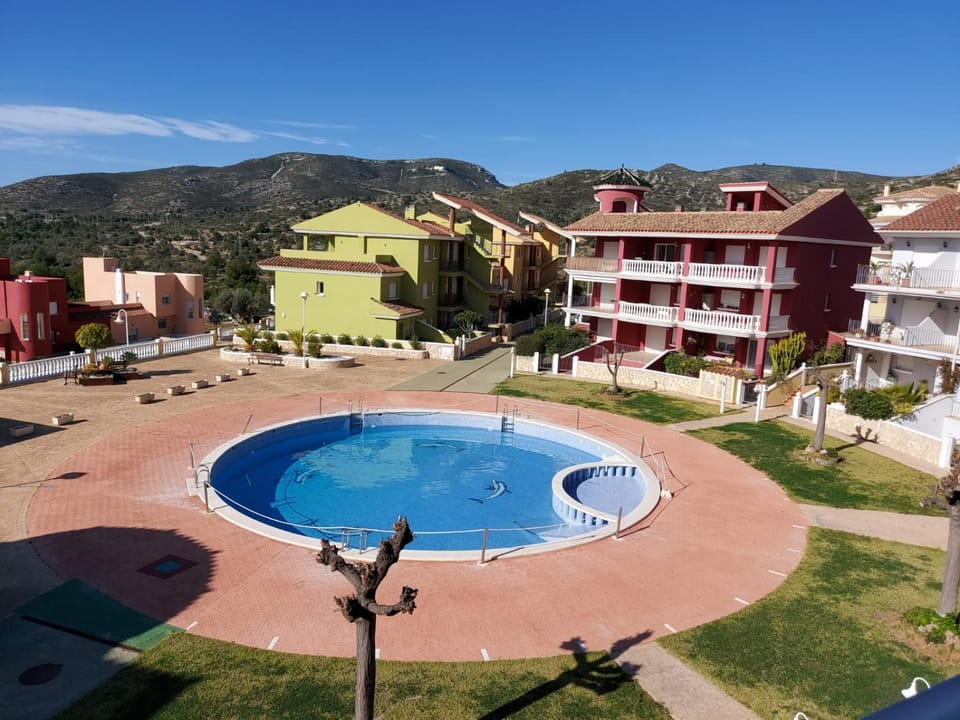Property building, Nearby landmark, Spring, Day, Natural landscape, Mountain view, Pool view, Swimming pool