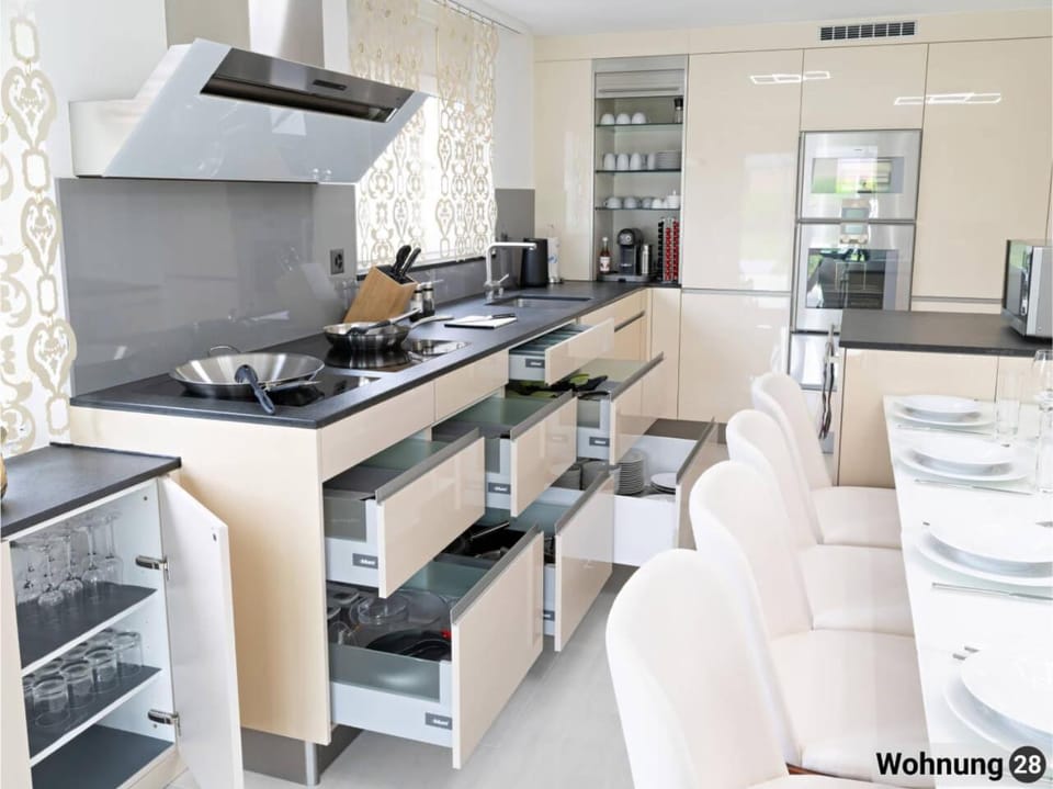 Kitchen or kitchenette, stove