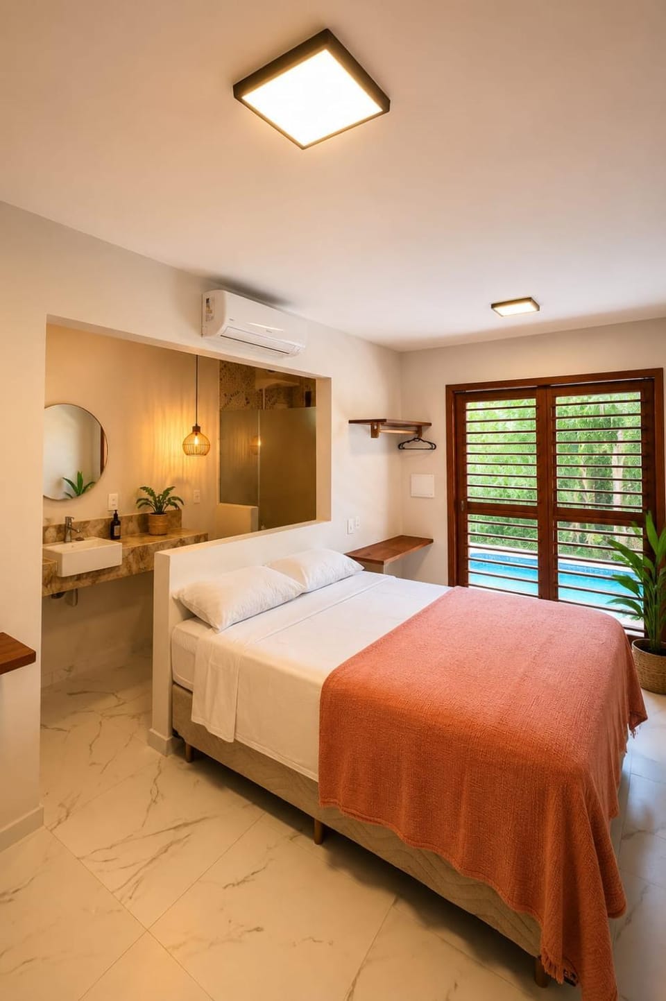 Bed, Photo of the whole room, Bedroom, air conditioner
