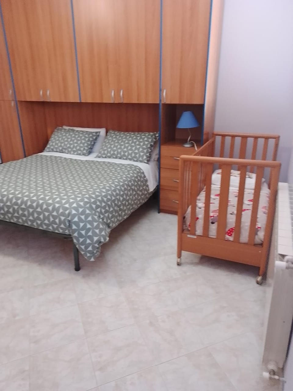 Bedroom, cot, wardrobe