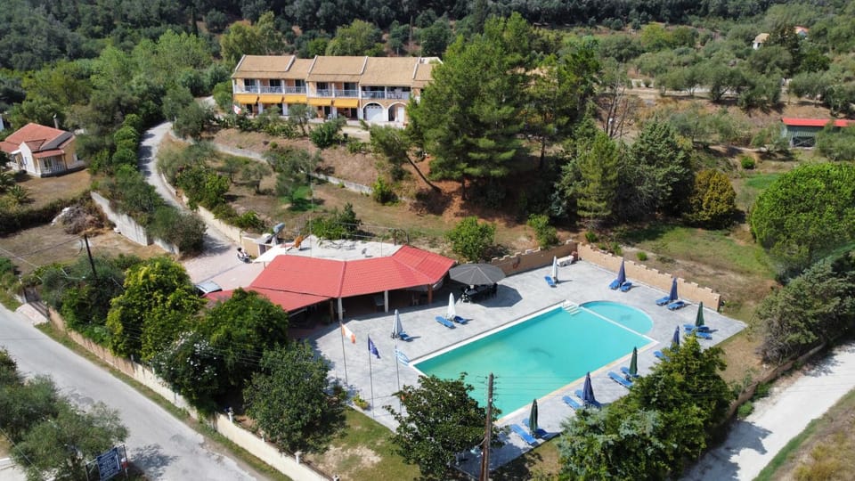Property building, Natural landscape, Bird's eye view, Swimming pool
